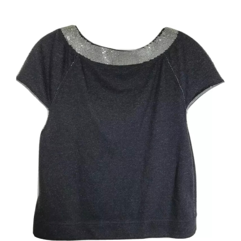 Alice+ Olivia bling rhinestone top dark grey black size XS - Picture 6 of 8